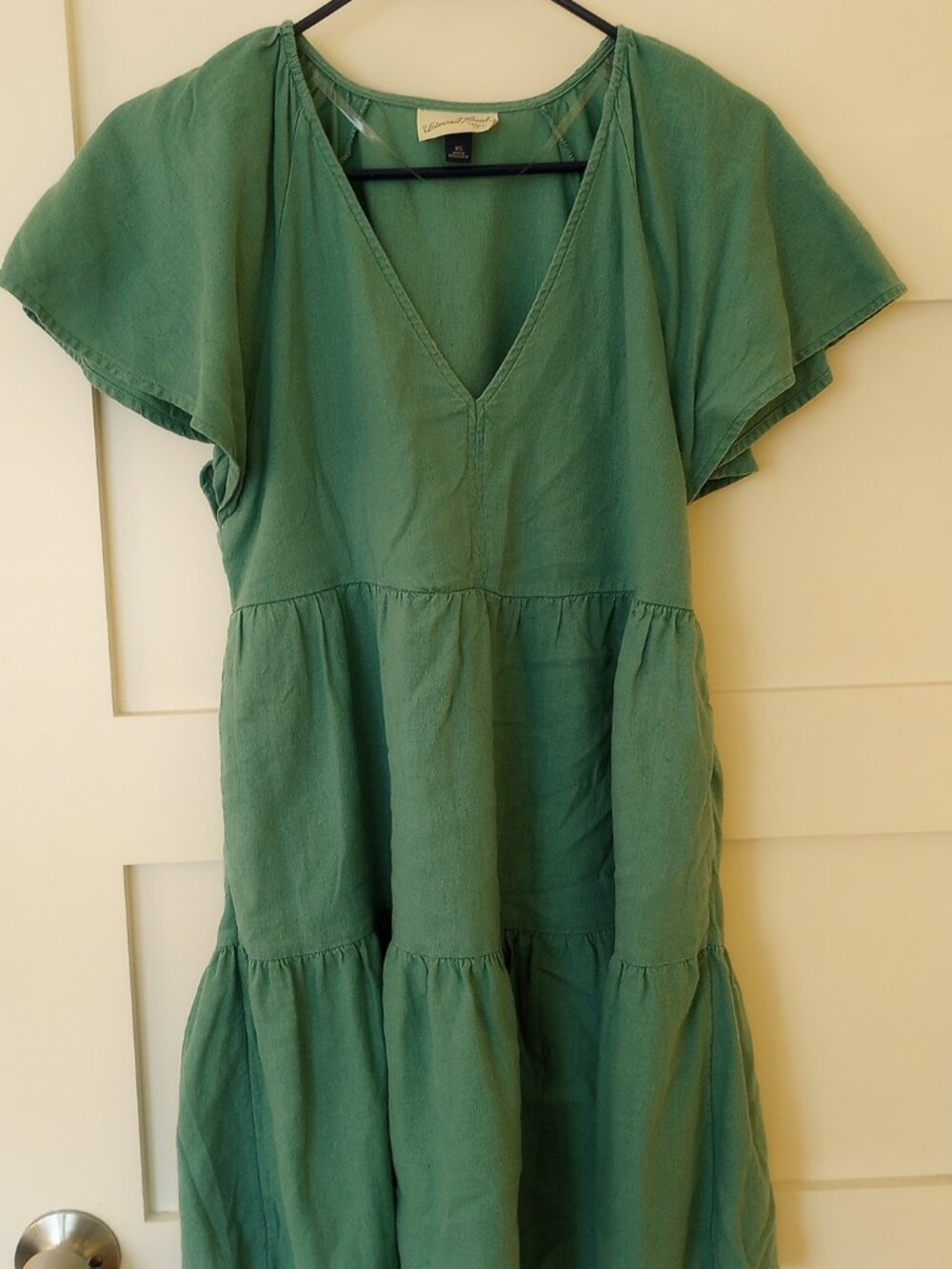 Green Linen blend Mini Dress